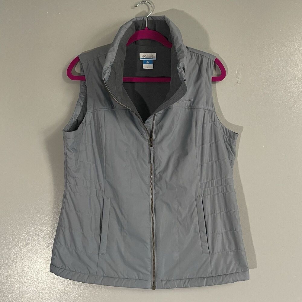 Women’s Columbia Full Zip Vest Gray Large Fleece Lined Sleeveless